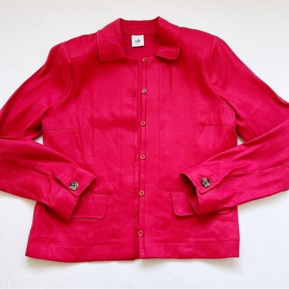 2/25 cabi Blazer Red Valentine Linen Blend Blazer Jacket M - Picture 2 of 6